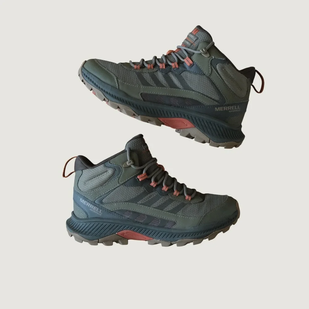 Merrell Speed Strike 2 Mid Waterproof Olive Orange Hiking Boots Mens 8 J037835